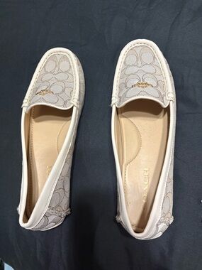 Coach Signature Canvas Slip-On Loafers in Khaki and Chalk